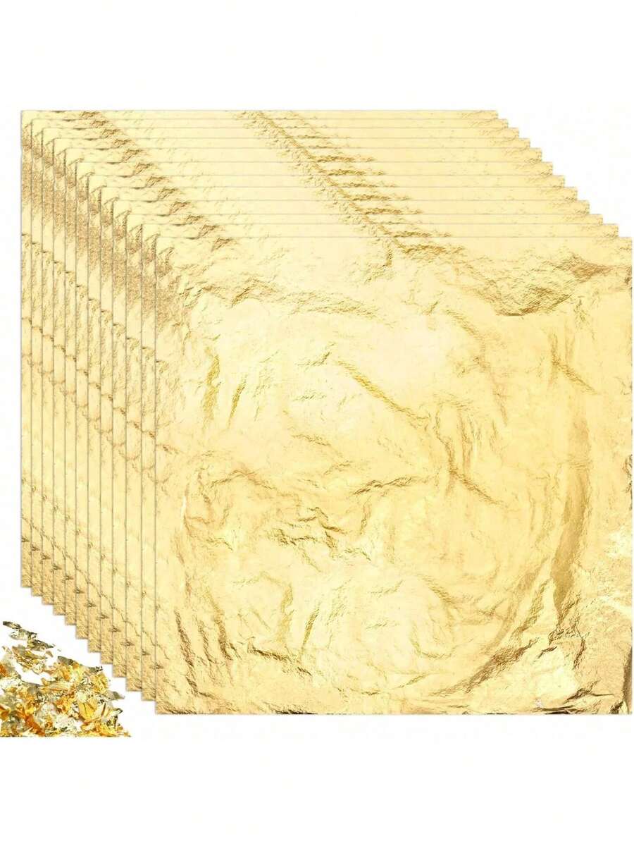 EstiloPaquete De 200 Hojas De Oro De 15 X 13.5 Cm - 24K, Papel De Oro Hoja De Plata Material De Arte Para Pintura, Manualidades, ArtesaníAs Doradas Y DecoracióN De MueblesVersióN Mejorada - Oro rosa - Ver 1