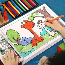 1 Fun-Filled 48-Page Coloring Book With Cute Giraffe And Dinosaur Patterns-Thickened Numbered Pages Design For Easy Coloring, Art Gift (Suitable For Ages 3 )-Birthday/Christmas Activity Book, Educational Learning Material, Coloring Book, Large Coloring Book, Kindergarten Learning Activities, Children' Coloring Book, Block Color Coloring Book, Learning And Educational Supplies, Home Education Material, Coloring Paper. - 隨機一本繪畫本 - 查看 5