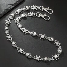 1pc Fashionable Versatile Silver Multi-Layer Chain Belt, Suitable For Men's Daily Wear With Jeans, Alloy Accessory Gift - Silver - View 8