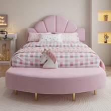 Kids Bed Frames, Headboards & Footboards - Pink + Velvet + 140cm*200cm - View 4