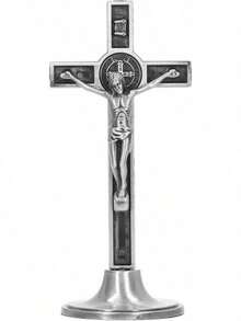 EstiloCrucifijo De Pared, Crucifijo Del Perdon, Cruz De Pared De Crucifijo, Cruz CatóLica Hecha A Mano De AleacióN De Zinc, Crucifijo CatóLico Vertical De Pared Con Base ExtraíBle (Plata)VersióN Mejorada - 1 - Ver 6
