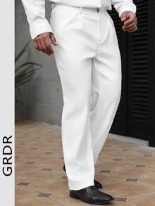 GRDR 男士休闲裤，宽松版型，简约时尚，修身西装裤，垂坠感好，抗皱透气，春夏款 - 白色 - 查看 1