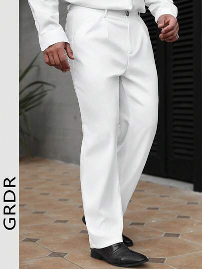 GRDR Men's Casual Trousers, Loose Fit, Minimalist Fashion, Slim Fit Suit Pants, Draping, Wrinkle-Resistant, Breathable, Spring/Summer