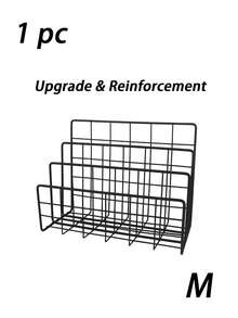 黑色金属丝信件托盘，桌面邮件整理架，收纳篮，装饰性办公文件/资料/信息架，返校必备，学习用品收纳架，展示架，整理架
