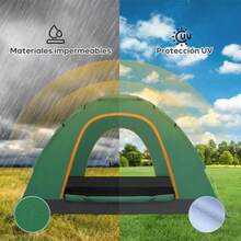 Tiendas de CampañaCasa de Campaña 2-3 Personas con 2 Puertas Impermeable y Prueba Viento Casa de Acampar Familiar Automática Pop-up con Bolsa de Transporte para Exteriores Picnic Viajes - Verde - Ver 4