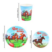 Racing Horse Disposable Tableware Set, 7/9 Inch Party Plates, Disposable Paper Plates And Cups Suitable For Holidays, Weddings, Engagements, Weddings, Birthdays, Parties, Celebration Events - Multicolor - View 2