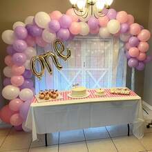 167 globos de látex en tonos pastel de morado, rosa y blanco mate, globos de helio en rosa, morado y estilo macarrón con lazos para decoración de fiestas de cumpleaños, bodas, baby shower, compromiso, despedida de soltera y fiestas con temática de princesa - rosa pálido, morado pálido, blanco - Ver 7
