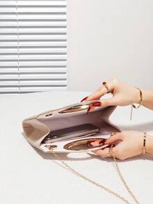 Tas Tangan Wanita Berkilau dengan Rumbai, Tas Selempang Rantai Berkilau, Dompet Serbaguna Modis dengan Desain Rantai Minimalis, Cocok untuk Pesta, Pernikahan, Prom, Perjamuan/Acara Formal, Hadiah Sempurna untuk Wanita - Sampanye - View 6