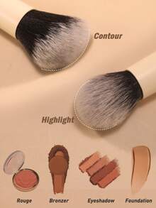 Chuang M Cai Beauty 1pc High Quality Dual-Ended Makeup Brush, Multi-Functional Makeup Brush Suitable For Foundation, Concealer, Highlighter, Blush, Etc. Holiday Makeup Brush.