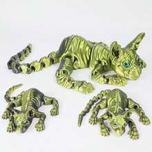 3pcs Large 3D Printed Cat Toys, Valentine's Day Gifts,19.96 Inches And 9.06 Inches ,ADHD, 3D Printed Sphynx  Cats With Flexible Articulated Joints, Stress Relief Toys For Adults, 3D Printed Animals,Perfect Boys Christmas Gifts Party Decoration Gifts - Blue-gold - View 14
