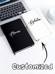 Personalized Faux Leather Notebook, Customizable Name - Hard Cover Journal, A5/A6 Size, Textured Cover, Suitable For Work, Travel, Meetings - Multiple Colors Available, Faux Leather Notebook, Travel Diary, Elegant Font Design, Back To School Essential - Multicolor - View 2
