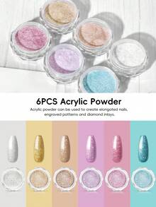 peacecolor 23件套亚克力美甲套装，包含UV LED灯、8克透明粉色白色亚克力粉、封层胶、装饰粉，女士亚克力美甲DIY套装，情人节礼物美甲 - 彩色 - 查看 5