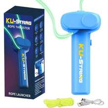 Creative Portable Electric Lighted Rope Launcher Toy. USB Rechargeable Handheld Electric Rope Launcher, Finger-Relieving Toy. Suitable For Indoor, Outdoor Use, Party Supplies, Gifts, Perfect Holiday Gifts, Celebration And Birthday Gifts. - Màu xanh lam - Xem 3