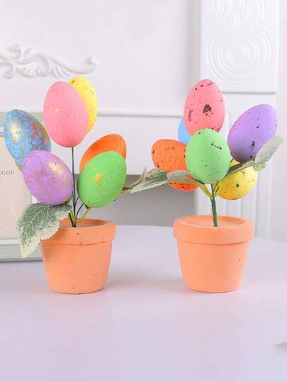 1 chậu cây trang trí hình trứng Phục Sinh tinh tế, thiết kế chấm bi nhiều màu sắc, thích hợp để trang trí sân vườn và bố trí bàn làm việc, đồ trang trí lễ Phục Sinh, quà tặng lễ Phục Sinh, quà lưu niệm ngày lễ.