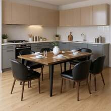 Sillas de comedor, juego de 2, patas de madera, relleno moderno, respaldo ergonómico, capacidad 150 kg para cocina, comedor y restaurante. - Negro - Ver 6