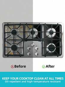 4pcs/8pcs Black Gas Stove Oil-Proof Mat, Washable Cleaning Sheet