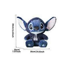 Miniso Disney Stitch Series No.12 Plush Doll (Hooded Sweater Style): Soft Plush Material, Hooded Sweater Design Details, Cute Decor/Pillow, Home Decor/IP Collection Adorable Plush Doll (1 PC) - Multicolor - View 8