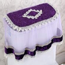 Juego de funda para asiento de inodoro, suave y cálido, con diseño de patchwork de encaje, para tapa de inodoro, cubierta para tanque de agua, decoración de baño - Morado - Ver 3