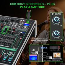 Audio Mixer 10 Channel Professional Sound Mixer Console With 99 DSP Effects + Dual 7-Band EQ, Mixing Board DJ Mixer W/USB, 48V Power Supply, PAD Button For Recording Karaoke PA Drum Live Music - View 4