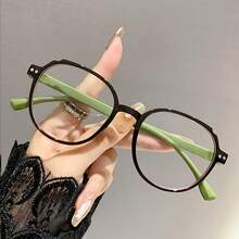 1副复古圆形高清大框无度数眼镜 - 綠色 - 查看 1