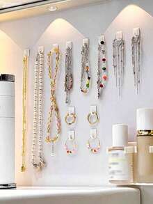 27/18/9件装迷你壁挂式首饰收纳挂钩，自粘式悬挂首饰展示架，适用于项链、手链、耳环、戒指等，是情人节、母亲节、生日、婚礼、节日派对、返校季的理想之选。 - 彩色 - 查看 3