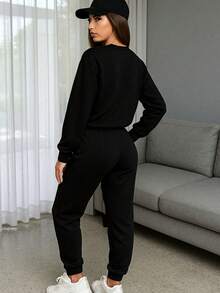Women Two-Piece Outfits - Negro solido - 查看 4