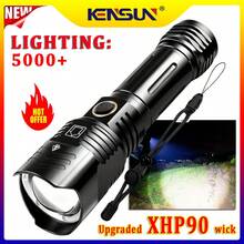 Linterna LED XHP90 súper brillante de largo alcance, linterna táctica recargable por USB, resistente al agua, iluminación de emergencia para exteriores - Estrella - Ver 2