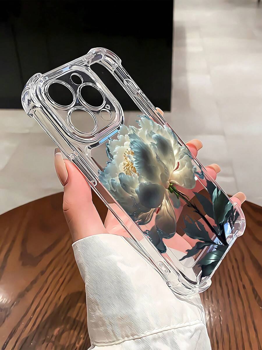 Funda para teléfono con diseño Blue Peony Bloom Element, compatible con los modelos de 16, 15, 14 Pro Max, 13, 12, 11, XR y XS Plus. Fabricada en silicona TPU, ofrece protección contra golpes y caídas, además de una excelente sensación al tacto. Es el regalo ideal para familiares, amigos y seres queridos. - transparente - Ver 1