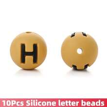 10/26pcs Earthy Tone Round A-Z Silicone Letter Beads - DIY Personalized Jewelry Making Kit, Craft Supplies For Name Bracelets, Keychains, Pendants, ID Lanyards And Bead Pens - Multicolor - View 32