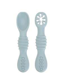 2PCS Personalized Customization Name Baby Silicone Utensils Mini Spoon Food Feeding Accessories Solid Color Baby Tableware Baby's Cutlery - Multicolor - View 13