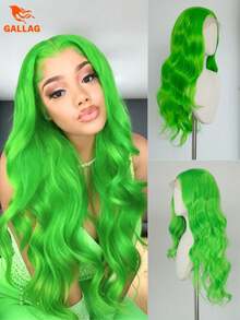 Green Wave Lace Front Wig | 24-Inch 13x4 Synthetic | Halloween Beginner-Friendly Hairpiece 24inch - Green - View 1