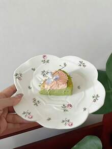 French Ins Rose Ceramic Dinnerware, Dessert Plate, Rice Bowl, Retro Cake Plate, Household Dishes - Multicolor - View 12