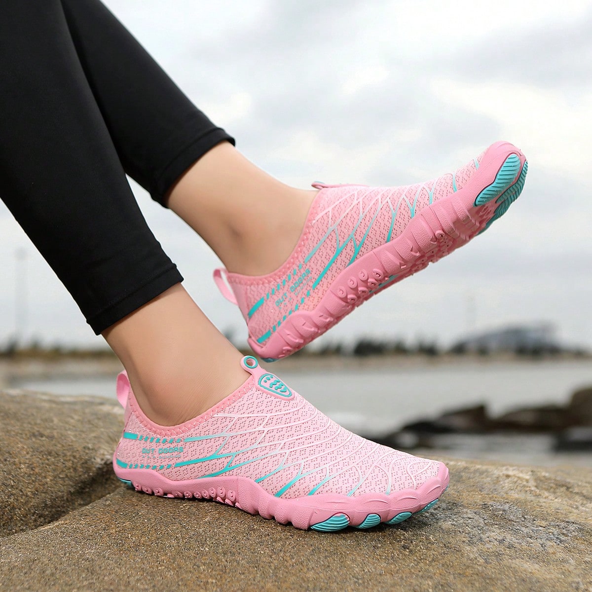 Par de zapatos de agua de secado rápido unisex, sandalias de playa con cierre deslizante, adecuadas para la playa, fiestas, natación, buceo