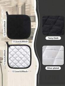 1/2/3pcs Black Square Heat Insulation Pad, Microwave Oven Insulation Mat, Kitchen Essential, Practical Kitchen Utensil And Appliance, Elegant Gift - Multicolor - View 4