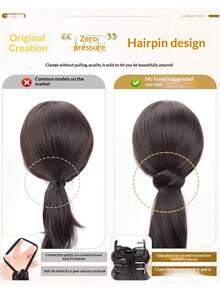 Lazy Layered Slightly Curly Low Ponytail Clip-On Natural Fluffy Ponytail Hair Extensions For Women - Multicolor - View 5