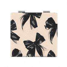 1-Y2K Graffiti Pattern Folding Handheld Makeup Mirror Lightweight Ultra-Thin Portable Design Premium PU Leather Material Shimmering Silver Nano-Coated Frame Exquisite Craftsmanship Suitable For Multiple Occasions Foldable Square Portable Design Ideal Makeup Tool Affordable Price Interior Decor - Multicolor - View 5