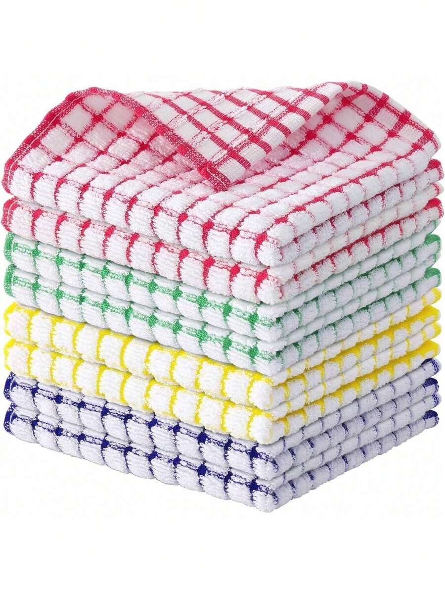 EstiloTendenciaPañOs De Limpieza De Microfibra, PañOs De Cocina De Rizo De AlgodóN, 30X30Cm, Toallas De Microfibra, Super Suaves Y Absorbentes, Reutilizables, Secado RáPido Para Lavar Los Platos, Mezcla De ColoresCalidad PremiumVersióN Mejorada - 1 - Ver 1