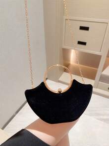 黑色复古丝绒盒式手拿包，优雅高端的婚礼派对手提包，专为精致女士设计，适合搭配旗袍和正式礼服，为女士晚装增添优雅魅力，是理想的情人节礼物。 - 黑色 - 查看 9