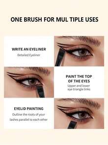 7pcs Eye Makeup Brush Set, Including Angled Eyeliner Brush, Pointed Eyeliner Brush And Eyebrow Brush, Ideal For Creating Captivating Eye Makeup, Suitable For Eyebrows, Eyeliner And Eyeshadow. - Black - View 6