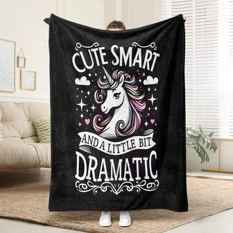 1 pezzo Coperta in flanella comoda con motivo unicorno, adatta per molteplici usi, lavabile in lavatrice, regalo ideale per casa, viaggio e all'aperto, calda e accogliente per tutte le stagioni