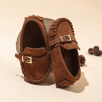 1 Pair Infant Solid Color Slip-On Flat Shoes, Comfortable Soft Easy On/Off Delicate Compact Lightweight Minimalist Versatile