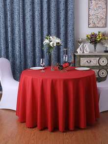 1/20片装纯色压花桌布，厚实，抗皱，可水洗，可重复使用，圆形桌布，适用于节日派对、宴会、餐厅、厨房、家居装饰 - 紅色 - 查看 5