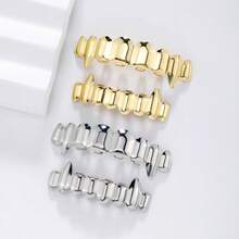 1 Set Men's Hip-Hop Teeth Accessories 18K Golden Plated 8-Tooth Braces Retro Vampire Tooth Ornament Minimalist Design Copper Material Exquisite Jewelry Suitable For Daily Wear & Parties The Perfect Gift For Hip-Hop Artists - Niềng răng 8 răng phong cách hip-hop cổ điển - Xem 10