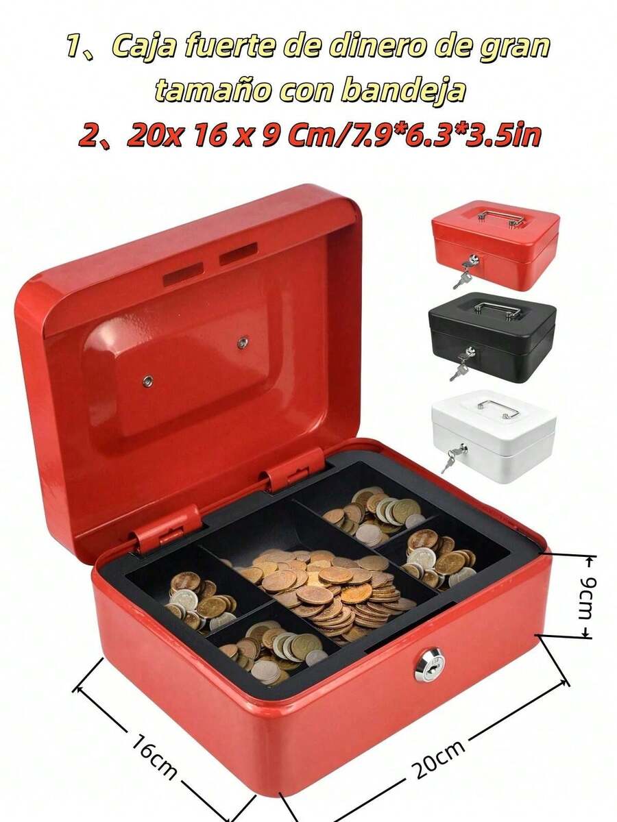 HALMAN Caja Registradora, Caja para Dinero de Negocio con Llaves(20x 16 x 9 Cm/7.9*6.3*3.5in), Caja fuerte de dinero de gran tamaño con bandeja, 2 llaves, cajón y cerradura, caja de segurida para oficina y negocios, caja de ahorro, material de metal,, Caja Registradora, Caja de Efectivo Portable para Guardar, caja con cerradura,Caja Registradora, Caja para Dinero de Negocio con Llaves,Caja Registradora de Segurida con,Caja Fuerte para Dinero Metálica con Cerradura y  Llaves ,Caja Dinero Fuerte Segurida,cash Box Metálica Mate Mediana,cajón y cerradura, caja de segurida para oficina y negocios, caja de ahorro, material de metal, caja con cerradura, regalo de regreso a la escuela,  Caja de Efectivo Portable para Guardar Joyas, Relojes, Billetes, Monedas