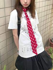 红色波点图案围巾，女士时尚泰式头巾，波点图案围巾，波点豹纹腰带，细腰带，适合夏季、秋季、上学、圣诞节装饰 - 彩色 - 查看 4
