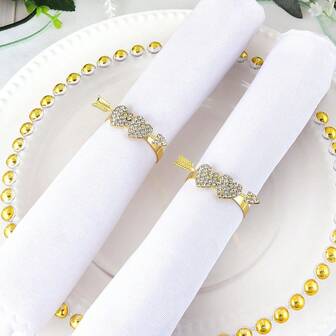 6pcs Heart-Shaped Napkin Rings, Suitable For Wedding Party Table Decoration, Napkin Holders For Valentine's Day, Easter, Thanksgiving, Mother's Day
