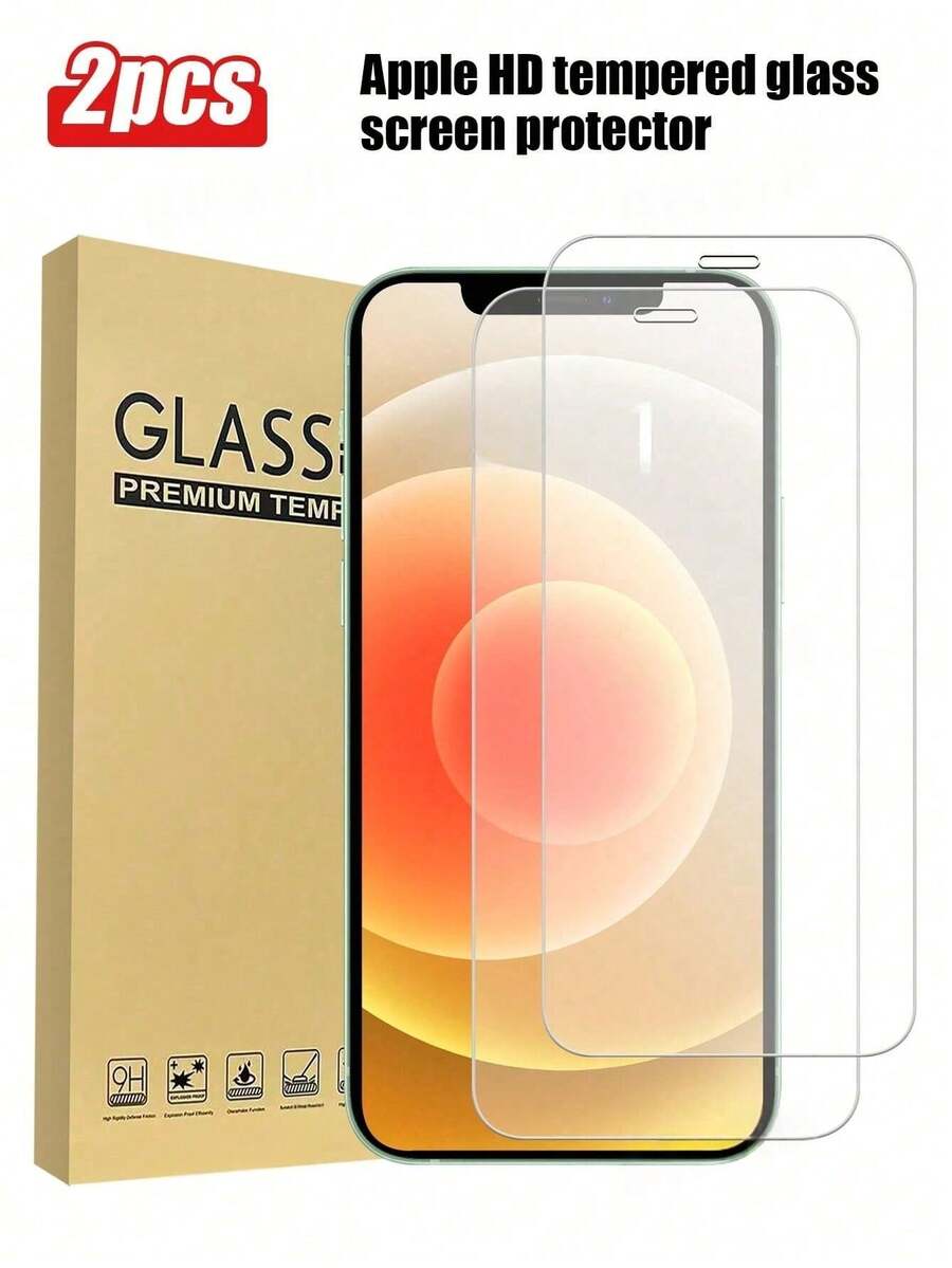 2Pcs Ultra Clear Tempered Glass For Iphone 17 16 15 14 13 12 11 Pro Max 16e Air Screen Protector For Iphone 16 15 14 Plus Xs XR