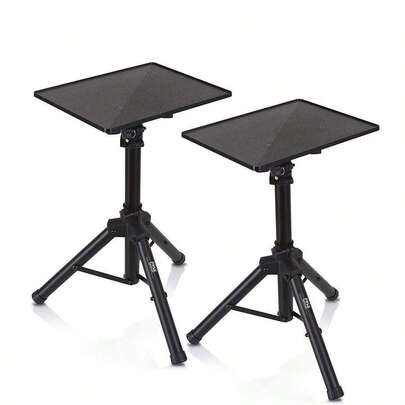 Laptop Projector Tripod Stand 2 Pcs Computer, Book, DJ Equipment Holder Mount Height Adjustable Up To 52 Inches W 20 X 16 Plate Size Perfect For Stage Or Studio Use