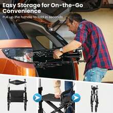 Lifezeal 2-In-1 Rollator Walker For Seniors With Seat 9" Pneumatic Tires For All Terrain Black/Red/Navy - Black - View 7