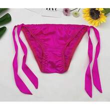 Women Silk Panties Lightweight Briefs Smooth Breathable Satin Bikini,Sexyys Tie-Side Underwear Daily Fit Comfort,RoseRed - 玫瑰紅色 - 查看 6